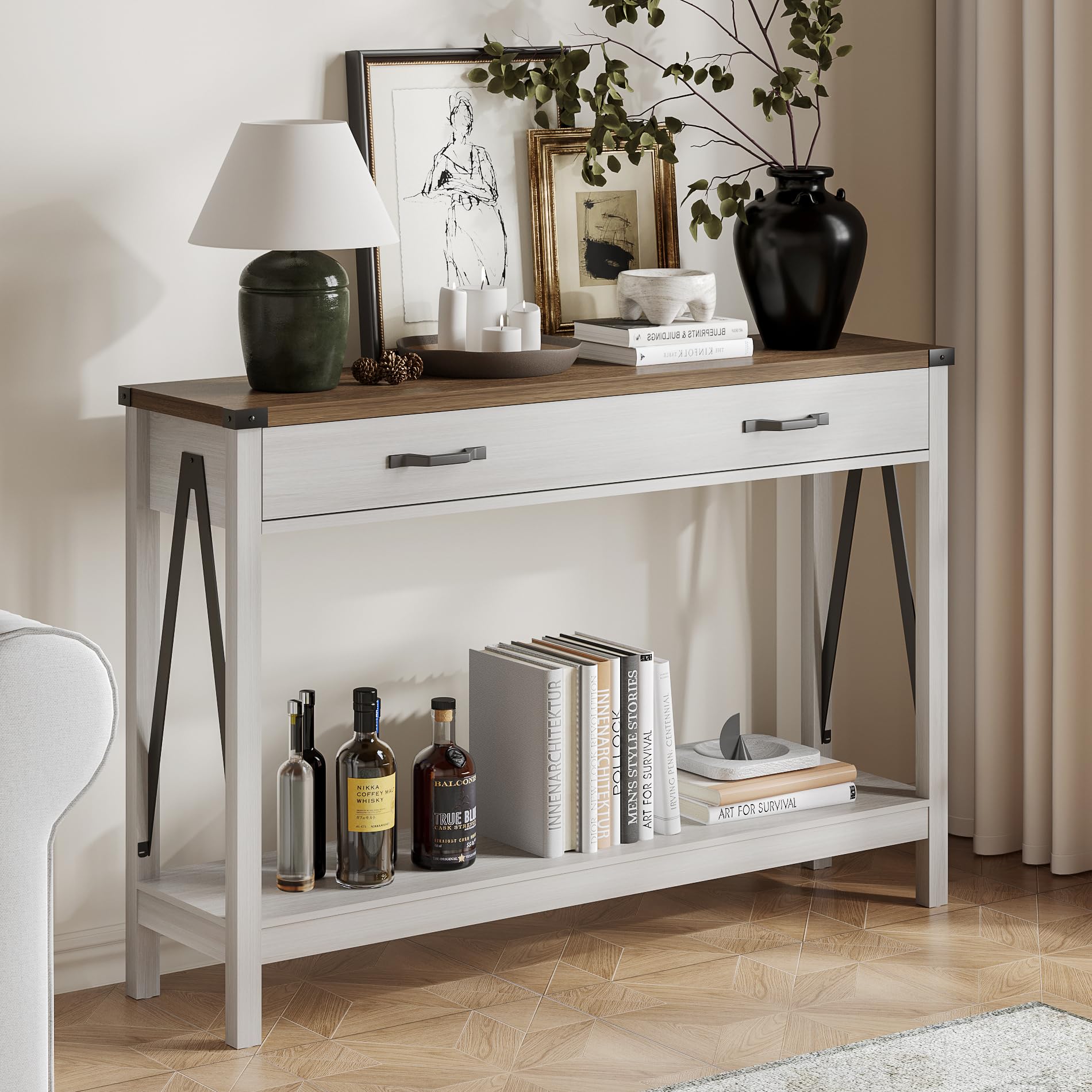 Amazon.com: ChooChoo 47'' Farmhouse Console Table with Drawer